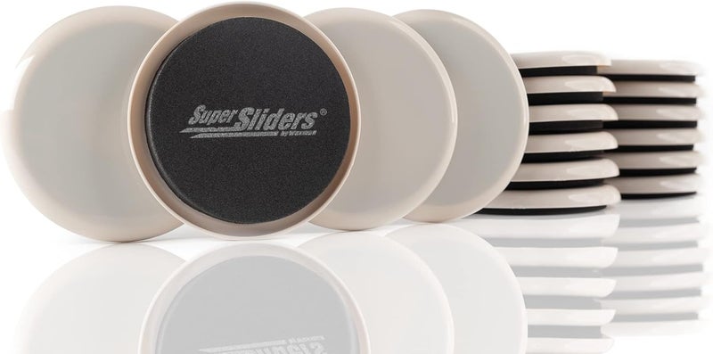 SUPER SLIDERS Reusable Furniture Moving Sliders for Carpet - 3-1/2" Beige (16 Pack) - Image 1