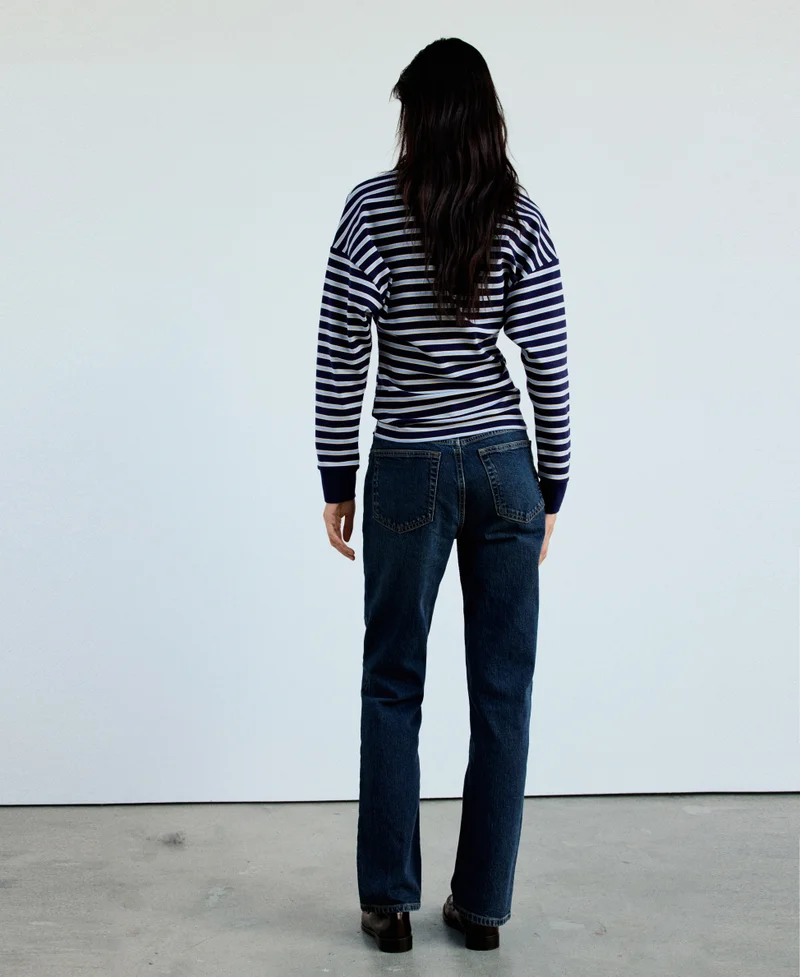 Mango Striped polo-neck sweater