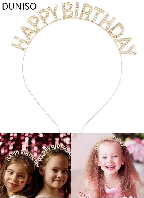 Birthday Headband for Women Girls Queen Crown Hair Band Tiara and Crowns Happy Birthday Party Accessories Supplies Favors