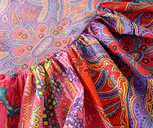 NATURETY Bedding Fitted Sheet with Deep Pocket Boho Printed Fabric Bed Bottom Sheets (Red(Boho)  Full) - Image 3