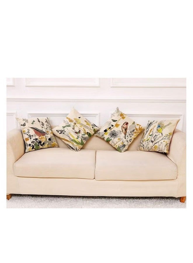 Set of 4 Decorative Throw Pillow Covers 18x18'' Birds Butterfly and Plant Cushion Covers 45cm x 45cm Boho Linen Square Throw Pillow Cases for Living Room Sofa Couch Bed Pillowcases - Image 2