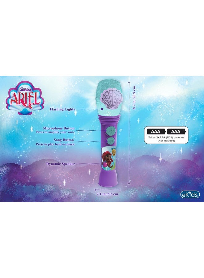 eKids Disney Junior Ariel Microphone Toy for Toddlers, Includes Built-in Music and Lights, Designed for Fans of Ariel Toys - Image 4
