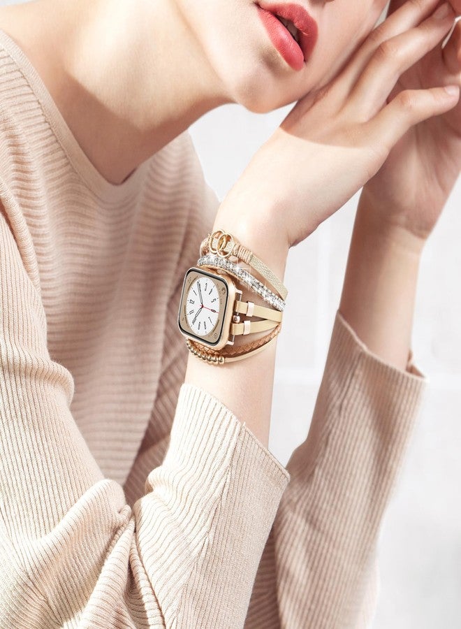 سوار جلدي MOFREE Boho متوافق مع سوار ساعة Apple Watch 38 مم 40 مم 41 مم للنساء، أساور ساعة iPhone قابلة للتعديل مجوهرات فاخرة حزام متعدد الطبقات ملفوف لأشرطة iWatch Series 10 9 8 7 6 5 4 3 2 1 SE - Image 4