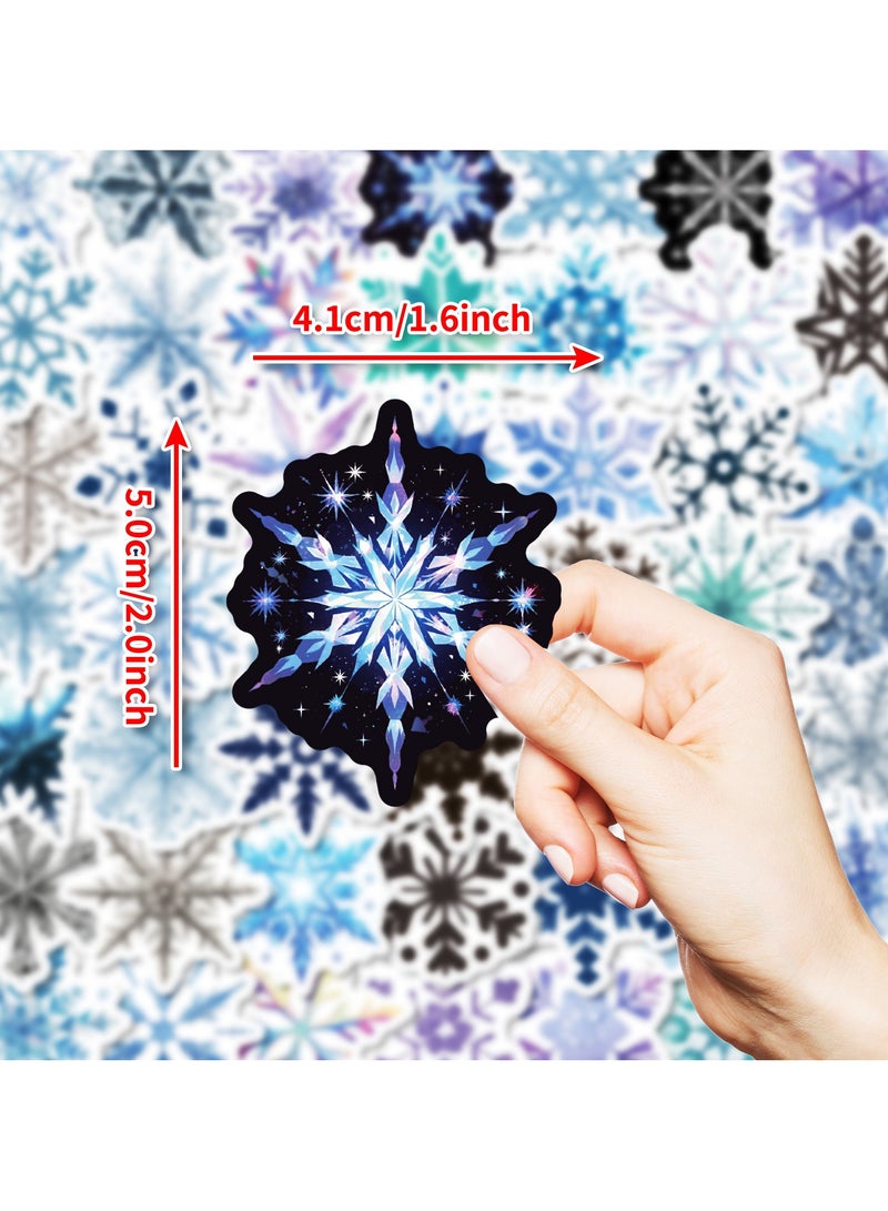 50 قطعة من ملصقات ندفة الثلج المصنوعة من الفينيل ملصقات الشتاء لأجهزة الكمبيوتر المحمول وزجاجة المياه ودفاتر القصاصات والمظاريف والبطاقات والهدايا والديكورات - Image 3