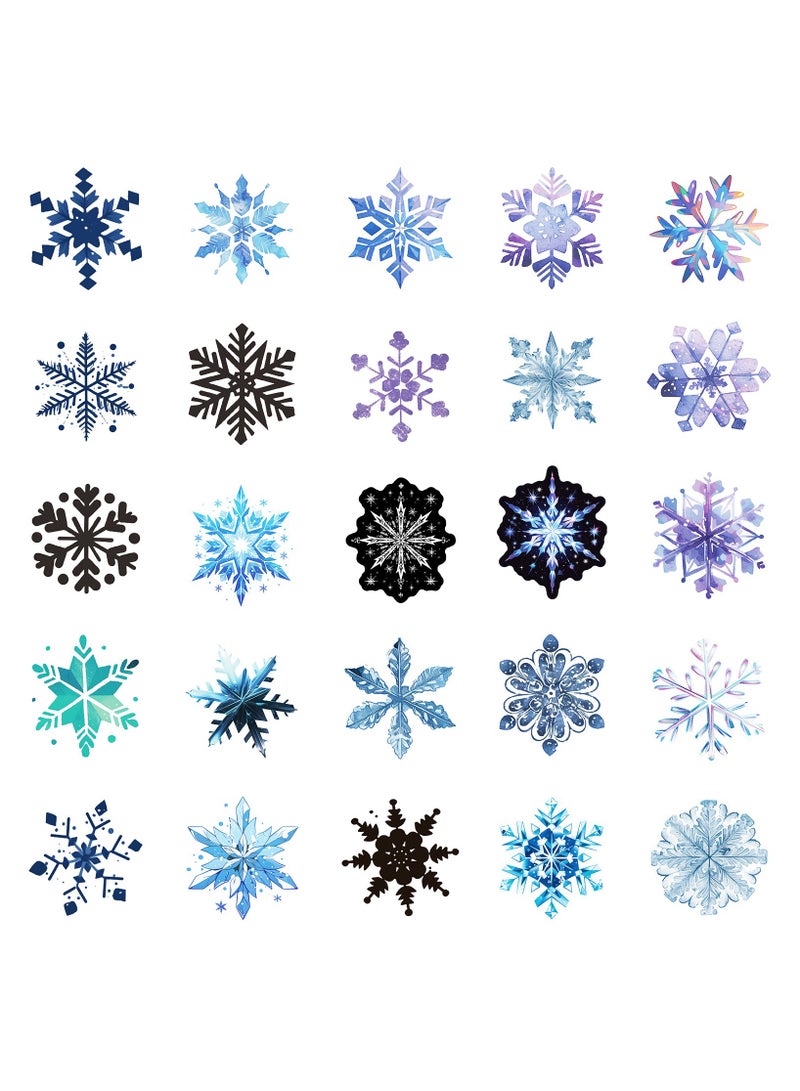 50 قطعة من ملصقات ندفة الثلج المصنوعة من الفينيل ملصقات الشتاء لأجهزة الكمبيوتر المحمول وزجاجة المياه ودفاتر القصاصات والمظاريف والبطاقات والهدايا والديكورات - Image 4