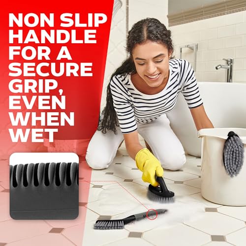 Trazon Scrub Brush Set of 3pcs - Cleaning Shower Scrubber with Ergonomic Handle and Durable Bristles - Grout Cleaner Brush - Scrub Brushes for Cleaning Bathroom/Shower/Tile/Kitchen/Floor/Bathtub/Carpet - Image 4
