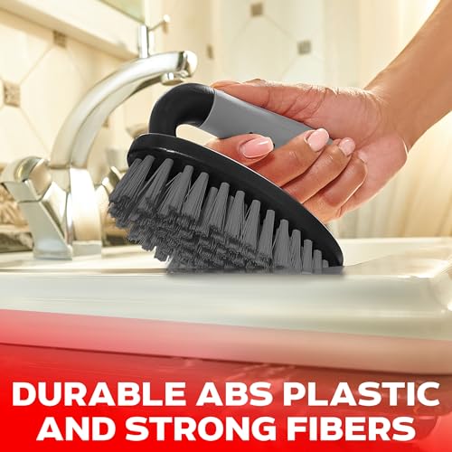 Trazon Scrub Brush Set of 3pcs - Cleaning Shower Scrubber with Ergonomic Handle and Durable Bristles - Grout Cleaner Brush - Scrub Brushes for Cleaning Bathroom/Shower/Tile/Kitchen/Floor/Bathtub/Carpet - Image 3