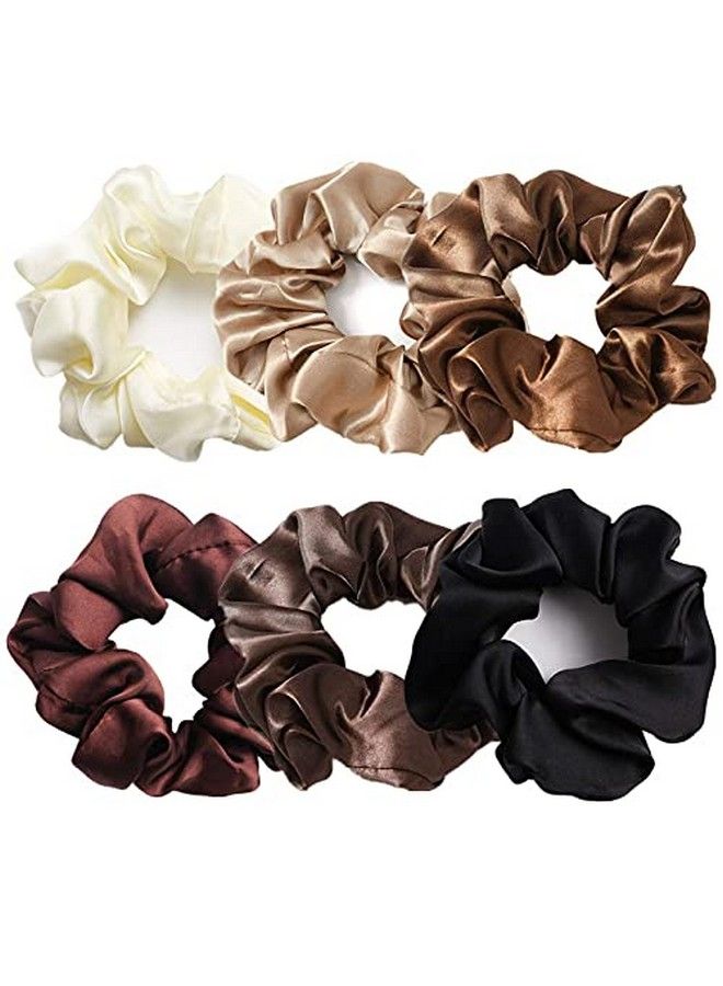 Belicia 6 Pcs Hair Scrunchies Hair Ties Fashion Silk Hair Bands Hair Bow Ropes Hair Elastic Bracelet Ponytail Holders Hair Accessories For Women And Girls (4.5 Inch Classic Color) - Image 1