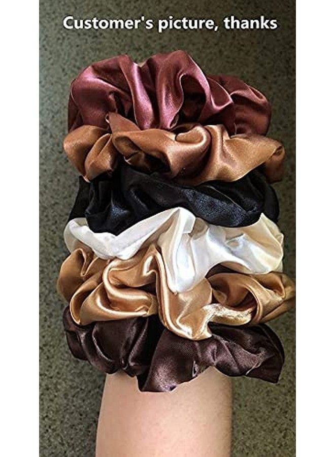 Belicia 6 Pcs Hair Scrunchies Hair Ties Fashion Silk Hair Bands Hair Bow Ropes Hair Elastic Bracelet Ponytail Holders Hair Accessories For Women And Girls (4.5 Inch Classic Color) - Image 3