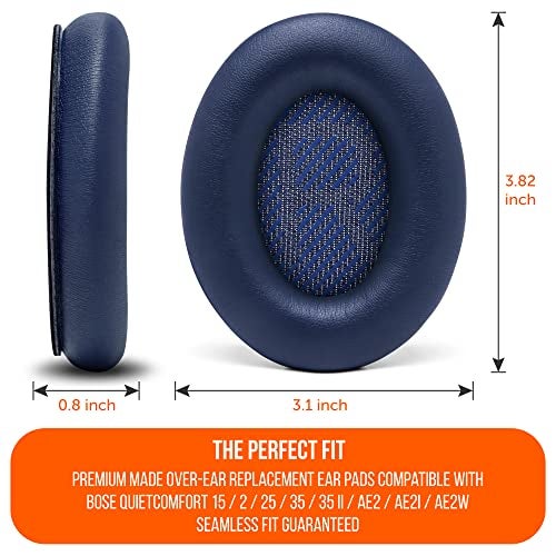 WC Wicked Cushions Upgraded Replacement Ear Pads for Bose QC35 & QC35ii (QuietComfort 35) Headphones & More - Softer Leather, Luxurious Memory Foam, Added Thickness, Extra Durability | Midnight Blue - Image 5