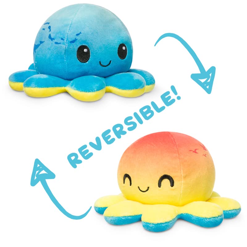 TeeTurtle - The Original Reversible Octopus Plushie - Sunset + Ocean - Cute Sensory Fidget Stuffed Animals That Show Your Mood, 4 inch - Image 3