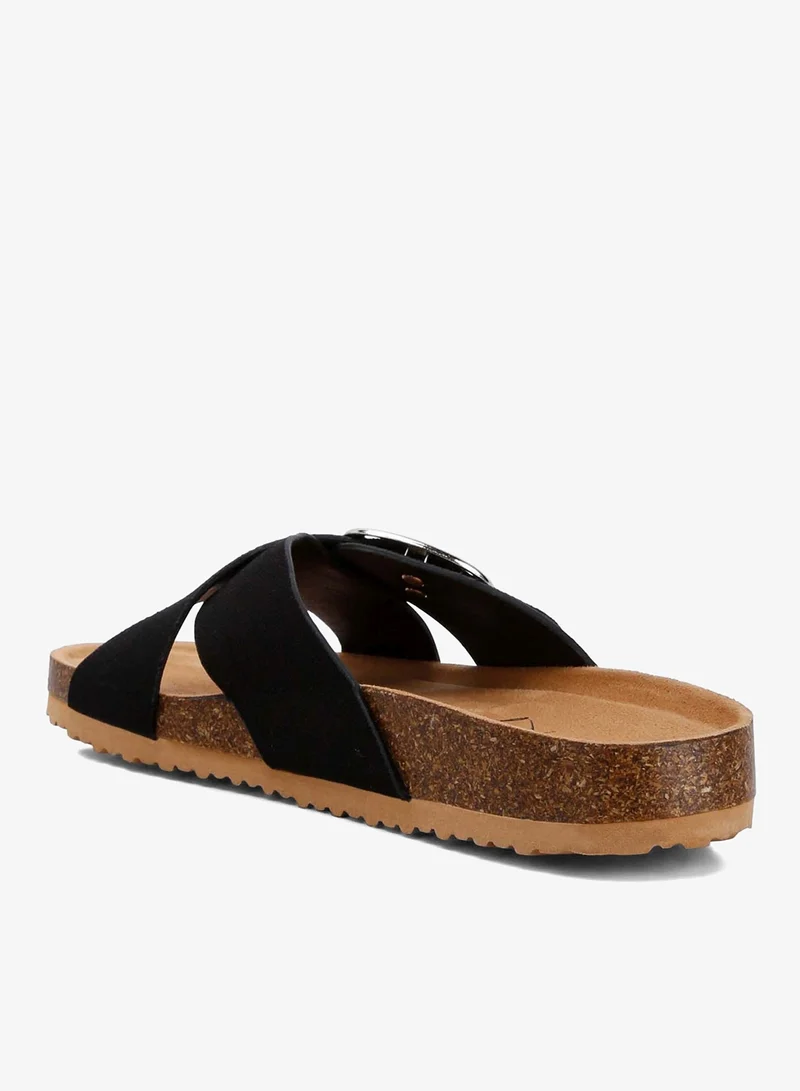 London Rag  Buckle Slip On Sandals in Black for Women | Best Price UAE