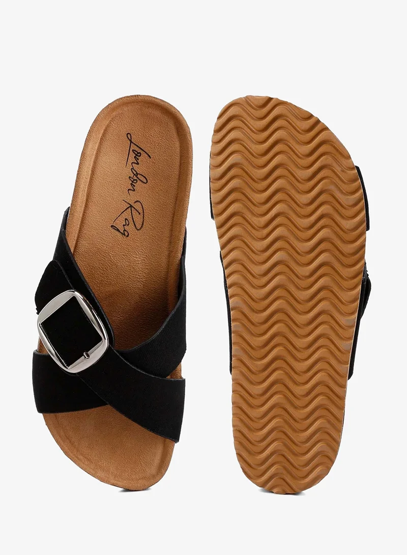 London Rag  Buckle Slip On Sandals in Black for Women | Best Price UAE