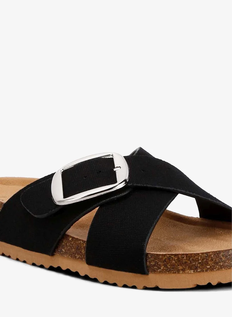 London Rag  Buckle Slip On Sandals in Black for Women | Best Price UAE