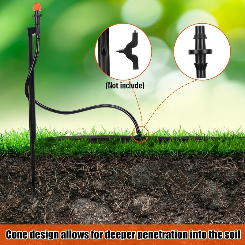 Geelin 25 Pcs Drip Spray Emitters, Micro Sprinkler Heads with Stake, 90 Degree Sprinkler Nozzle with 1/4" Drip Irrigation Tubing for Garden Irrigation System - Image 3