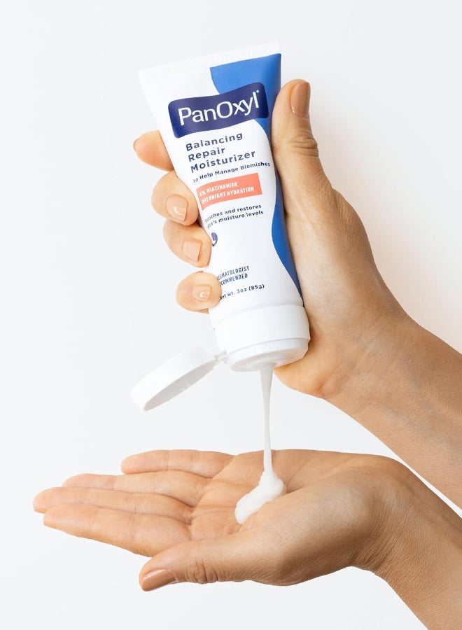 PanOxyl Pm Balancing Repair Moisturizer With Niacinamide, Ceramides And Cica, Hydrating Face Moisturizer, Acne Prone Skin And Dry Skin, Non-Comedogenic Night Face Moisturizer 85grams - Image 5
