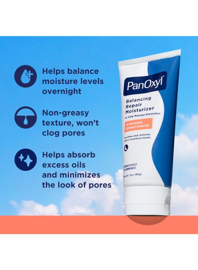 PanOxyl Pm Balancing Repair Moisturizer With Niacinamide, Ceramides And Cica, Hydrating Face Moisturizer, Acne Prone Skin And Dry Skin, Non-Comedogenic Night Face Moisturizer 85grams - Image 3