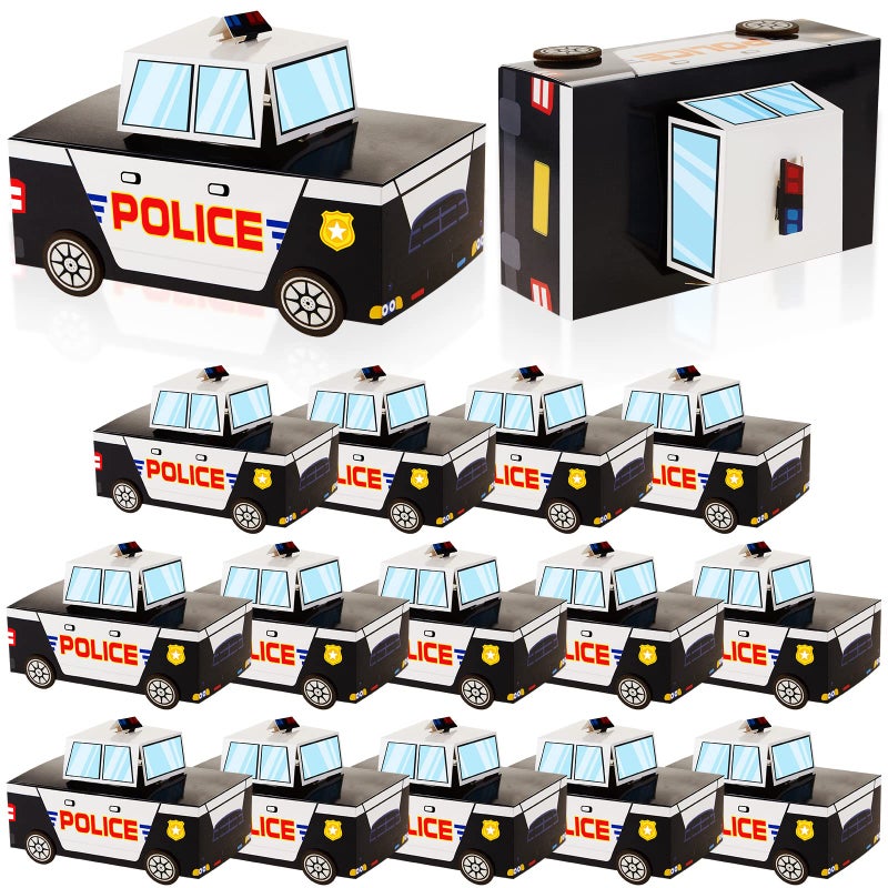 Henoyso 24 Pcs Cute Patrol Car Police Party Favor Treat Boxes Cop Theme Treat Container Paper Candy Cookie Boxes Police Party Decorations for Birthday Celebrations Baby Shower Supplies 