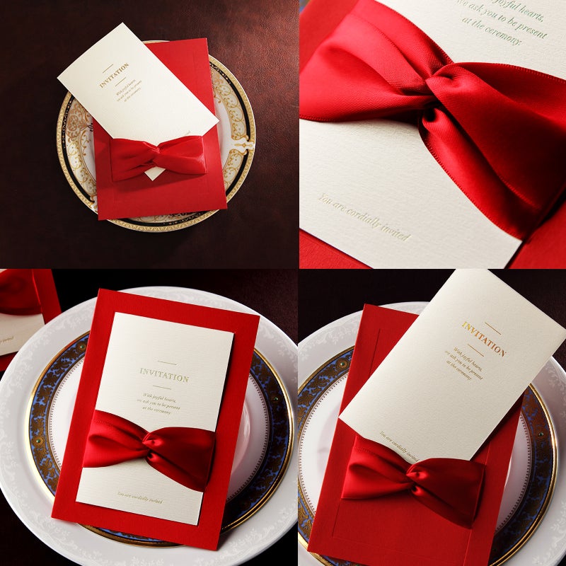 Wedding Invitations Cards: 10PCS Red, Well Crafted Solid Paper, Blank Inside for Messages - Elegant Self-seal Envelopes, Unique Design, for Bridal Shower Anniversary Holiday Parties Loved Ones - Image 3