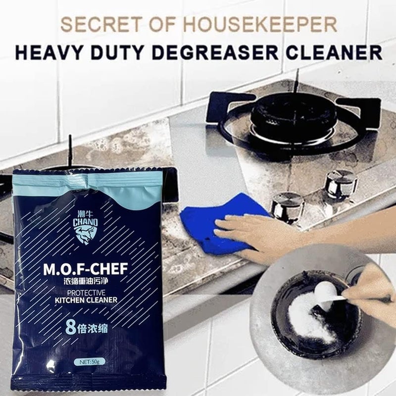 M.O.F-CHEF Protective Kitchen Cleaner, Mof Chef Protective Kitchen Cleaner Powder, Stainless Steel Cleaning Powder Stain Remover, Mof Chef Cleaner Powder Kitchen Oil Pollution Cleaning Powder (3Pcs) 3Pcs - Image 2