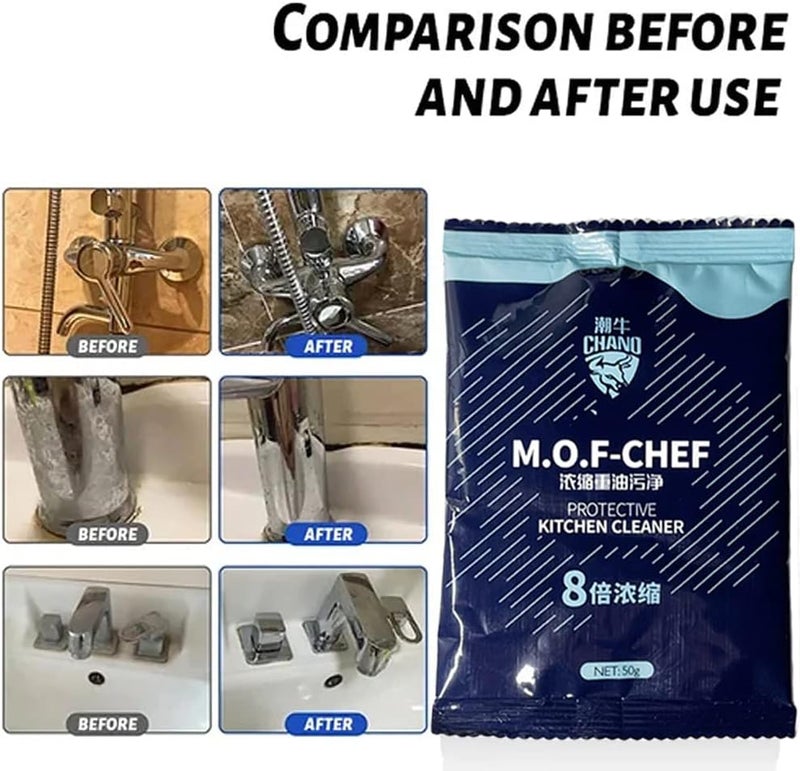 M.O.F-CHEF Protective Kitchen Cleaner, Mof Chef Protective Kitchen Cleaner Powder, Stainless Steel Cleaning Powder Stain Remover, Mof Chef Cleaner Powder Kitchen Oil Pollution Cleaning Powder (3Pcs) 3Pcs - Image 5