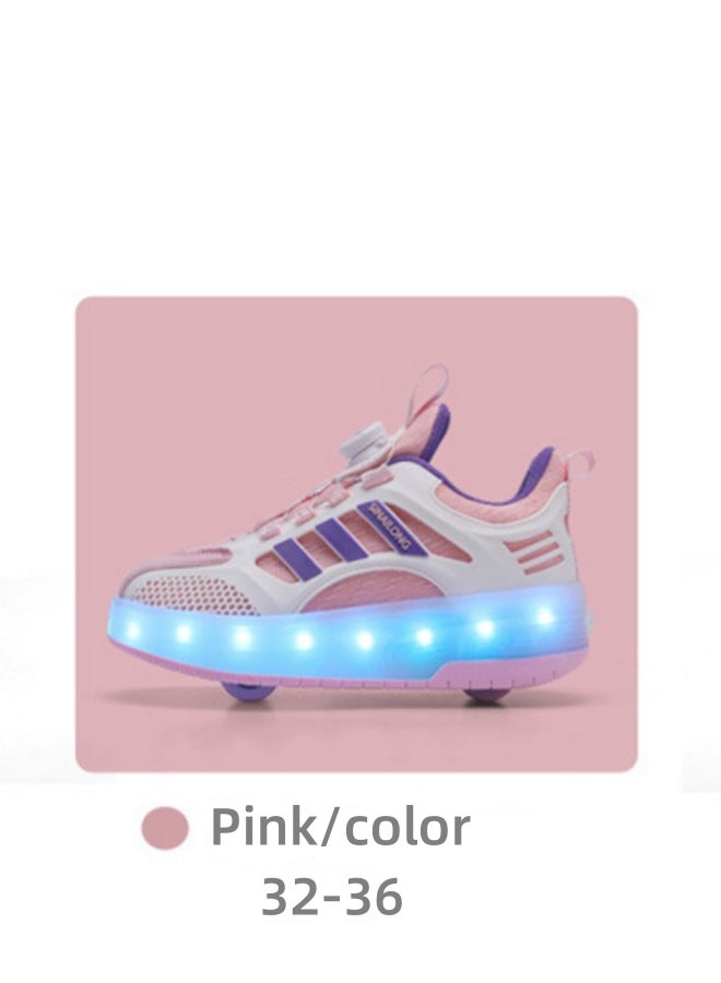 SINARLINE SINAILONG Unisex Kids Roller Skates Shoes USB Charging, Girls Boys LED Roller Skate Shoes with Double Wheels Retractable Technical Skateboarding - Image 2