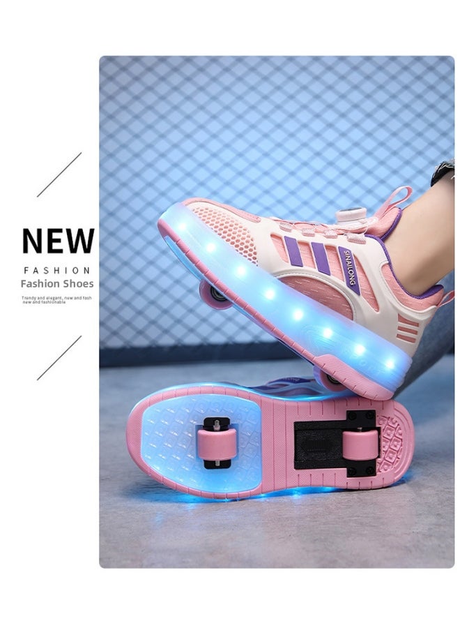 SINARLINE SINAILONG Unisex Kids Roller Skates Shoes USB Charging, Girls Boys LED Roller Skate Shoes with Double Wheels Retractable Technical Skateboarding - Image 5