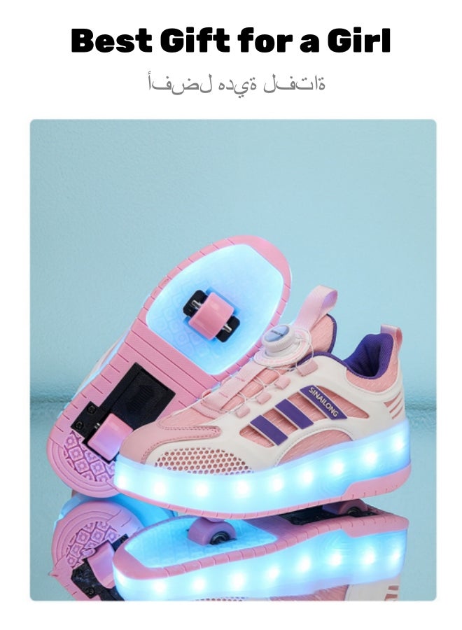 SINARLINE SINAILONG Unisex Kids Roller Skates Shoes USB Charging, Girls Boys LED Roller Skate Shoes with Double Wheels Retractable Technical Skateboarding - Image 4