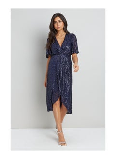 Sequin Twist Wrap Dress