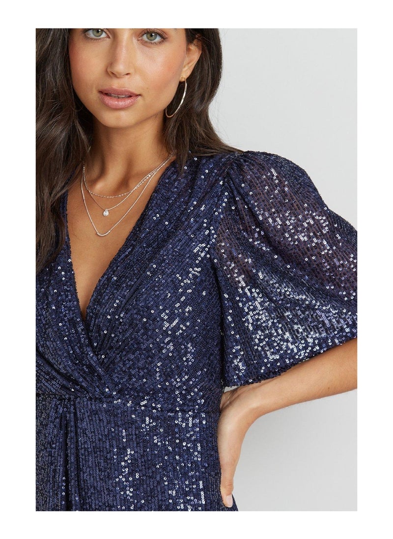 Wallis - Sequin Twist Wrap Dress - Image 1