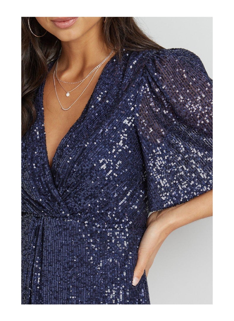 Wallis - Sequin Twist Wrap Dress - Image 1