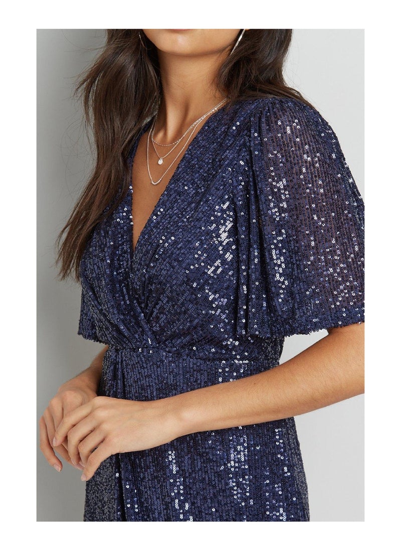 Wallis - Sequin Twist Wrap Dress - Image 1