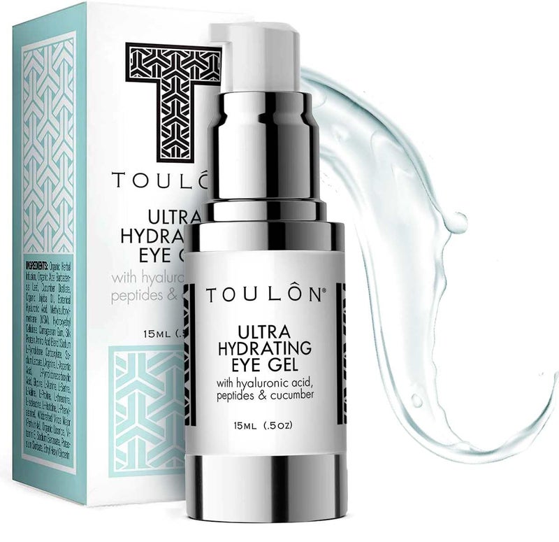 TOULON Best Eye Gel for Dark Circles and Puffiness. Reduce Wrinkles, Bags & Crows Feet. Natural & 100 Pure Firming Anti Aging Gel for Men and Women with Aloe Vera & Soothing Cucumber.,15ml (.5oz) - Image 1