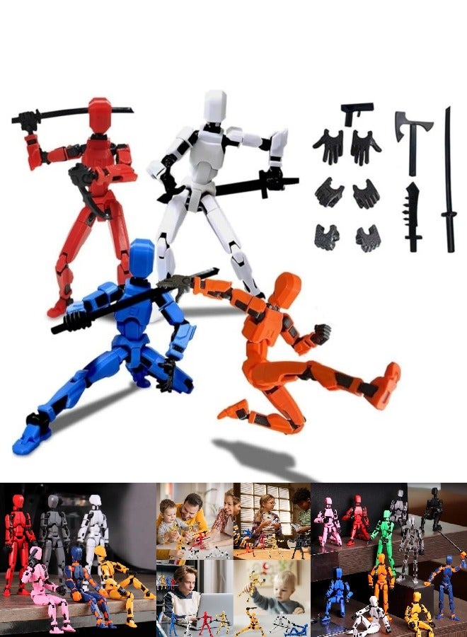 Loquat 4 Sets T13 Action Figure, 3D Printed Titan 13 Multi-Jointed Movable Robot, Full Body Mechanical Doll Dummy Action Figures for Creative Gifts and Toy Collection (4 Colors) - Image 1