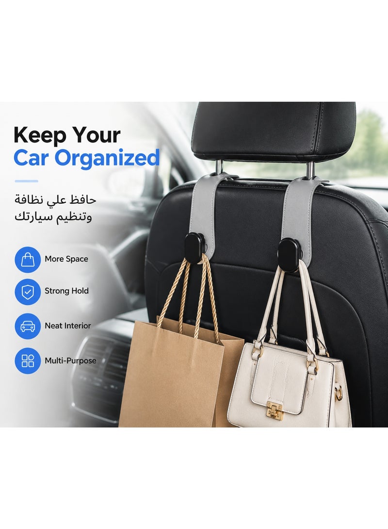 مجموعة من 2 خطافات لمساند الرأس في السيارة – خطافات مزدوجة عالمية الاستخدام، شماعات تنظيمية من المطاط الناعم PVC لمقاعد السيارة الخلفية لتعليق الحقائب ومشتريات البقالة وتخزين الملابس، ملحق تخزين داخلي للسيارة، تناسب معظم المركبات - Image 3