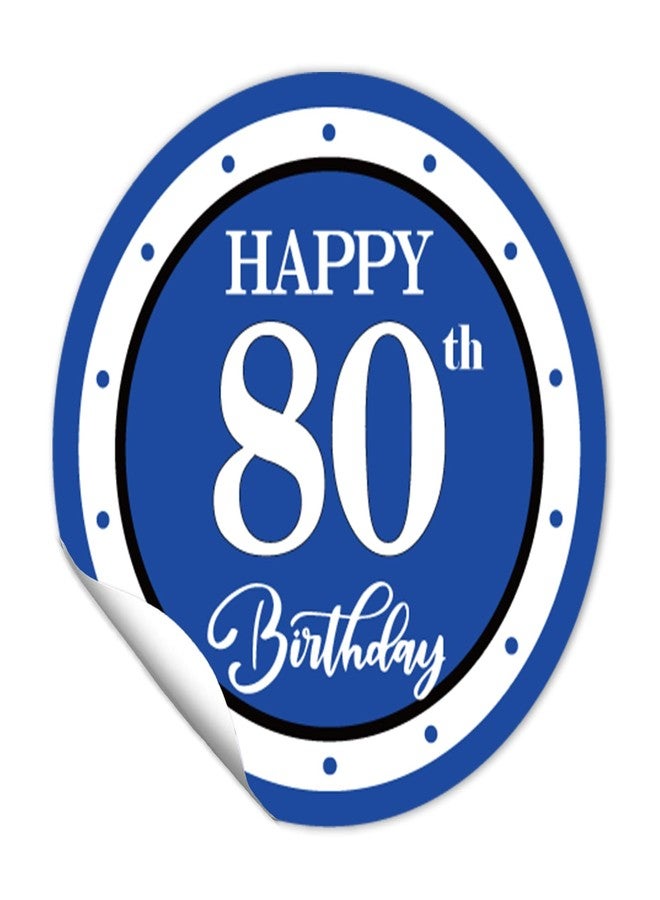 REWIDPARTY 1.5 Inch Round 80th Birthday Stickers（80 Pieces） Blue Happy 80th Birthday Stickers 80th Birthday Party Favor Stickers Adhesive Party Stickers 80th Birthday Party Decorations Supplies - Image 1