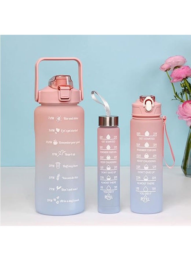 Arabest Water Bottles Set of 3, 2000ml+900ml+500ml BPA Free Motivational Sports Water Bottle with Time Capacity Marker Big Large Gym Cycling Water Bottle Cup Jug for Kids School Outdoor Fitness - Image 5