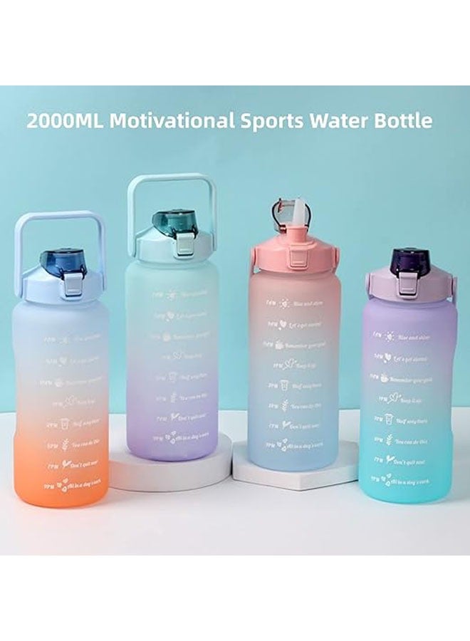 Arabest Water Bottles Set of 3, 2000ml+900ml+500ml BPA Free Motivational Sports Water Bottle with Time Capacity Marker Big Large Gym Cycling Water Bottle Cup Jug for Kids School Outdoor Fitness - Image 3