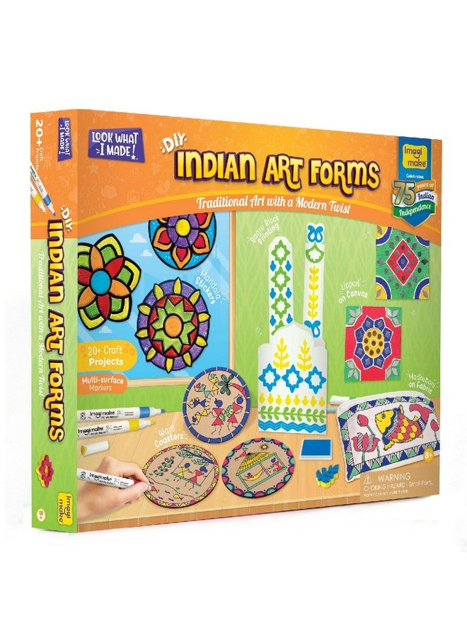 Imagimake Learn Indian Art Forms-Arts And Craft Diy Kit For Kids 8-12, 5 Indian Art Forms-Madhubani, Warli, Lippan, Mandala & Block Printing Arts, Perfect Diy For Girls Kids & Boys Multi-Color. - Image 1
