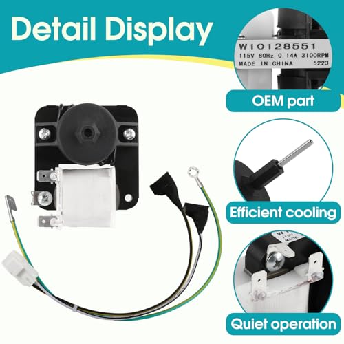 GREALTH W11024089 Refrigerator Evaporator Fan Motor Compatible with JennAir Kenmore KitchenAid Maytag Whirlpool, Replaces 13062901 W10199049 W10904013 WP13062901 AP6039916 FDQR102M3L ORM-1037K1 etc - Image 3