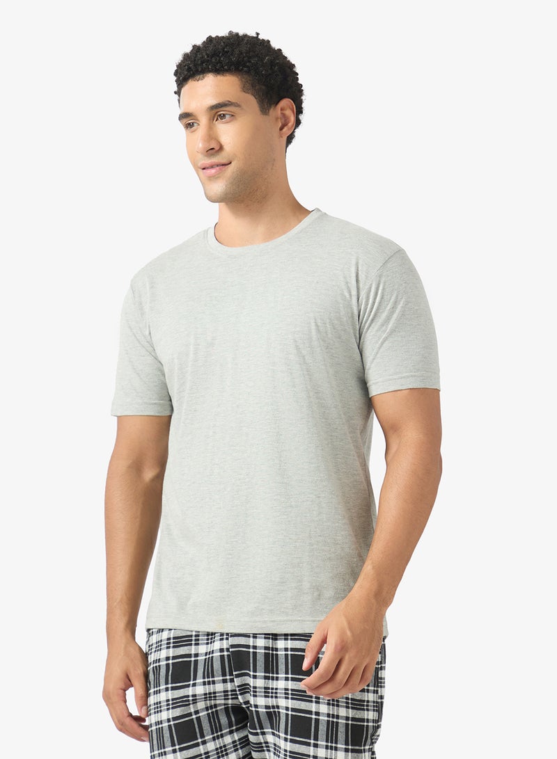 Seventy Five Printed Short Sleeve T-Shirt And Checked Pyjamas Set - Image 3