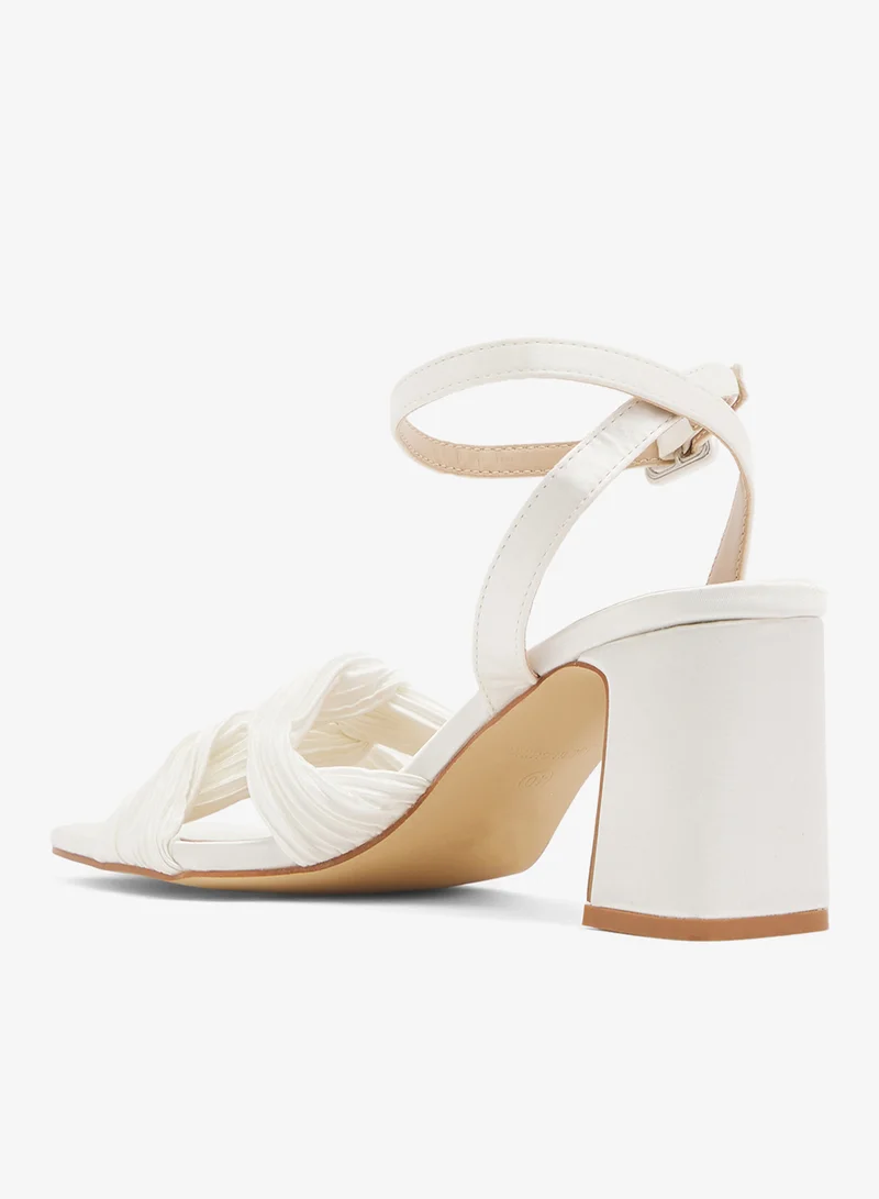 BE MINE IVORY SATIN Block Heel Sandals for Women | Best Price UAE
