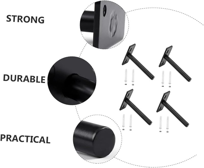 Heavy Duty Hidden Shelf Brackets 8cm T Shape Iron Wall Mounted Floating Shelves 4 Piece Set - Image 3