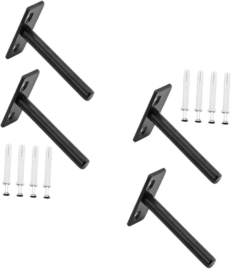 Heavy Duty Hidden Shelf Brackets 8cm T Shape Iron Wall Mounted Floating Shelves 4 Piece Set - Image 2
