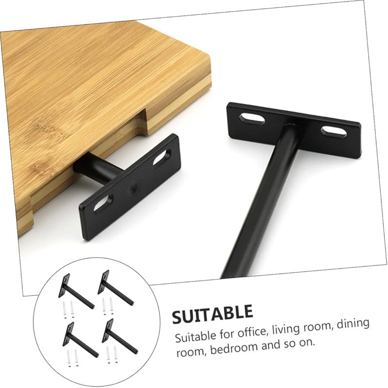 Heavy Duty Hidden Shelf Brackets 8cm T Shape Iron Wall Mounted Floating Shelves 4 Piece Set - Image 5