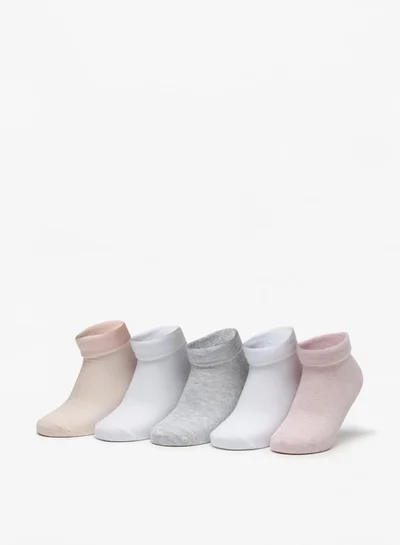 Little Missy Girls Solid Ankle Length Socks - Set of 5