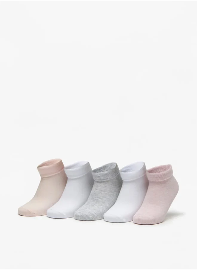 Little Missy Girls Solid Ankle Length Socks - Set of 5