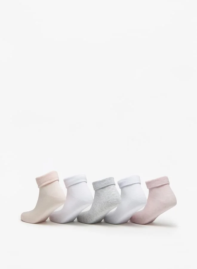 Little Missy Girls Solid Ankle Length Socks - Set of 5