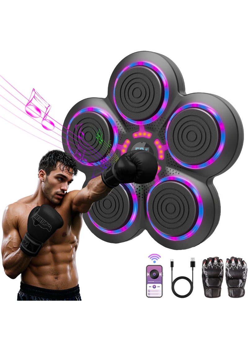 Music Boxing Machine with Boxing Gloves, Smart Bluetooth Boxing Trainer, Boxing Wall Mount Machine for Adults Kids, Electronic Boxing Target Fitness for Home Office Gym - Image 1