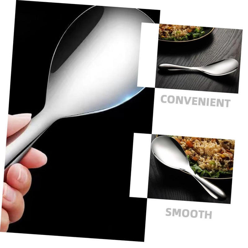 Stainless Steel Rice Serving Spoon Ergonomic Grip for Stirring Scooping Soup - Image 4